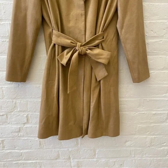 Marei 1998 Faux Suede Robe Jacket Coat in Tan Brown Vegan Sustainable Leather - Picture 8 of 14